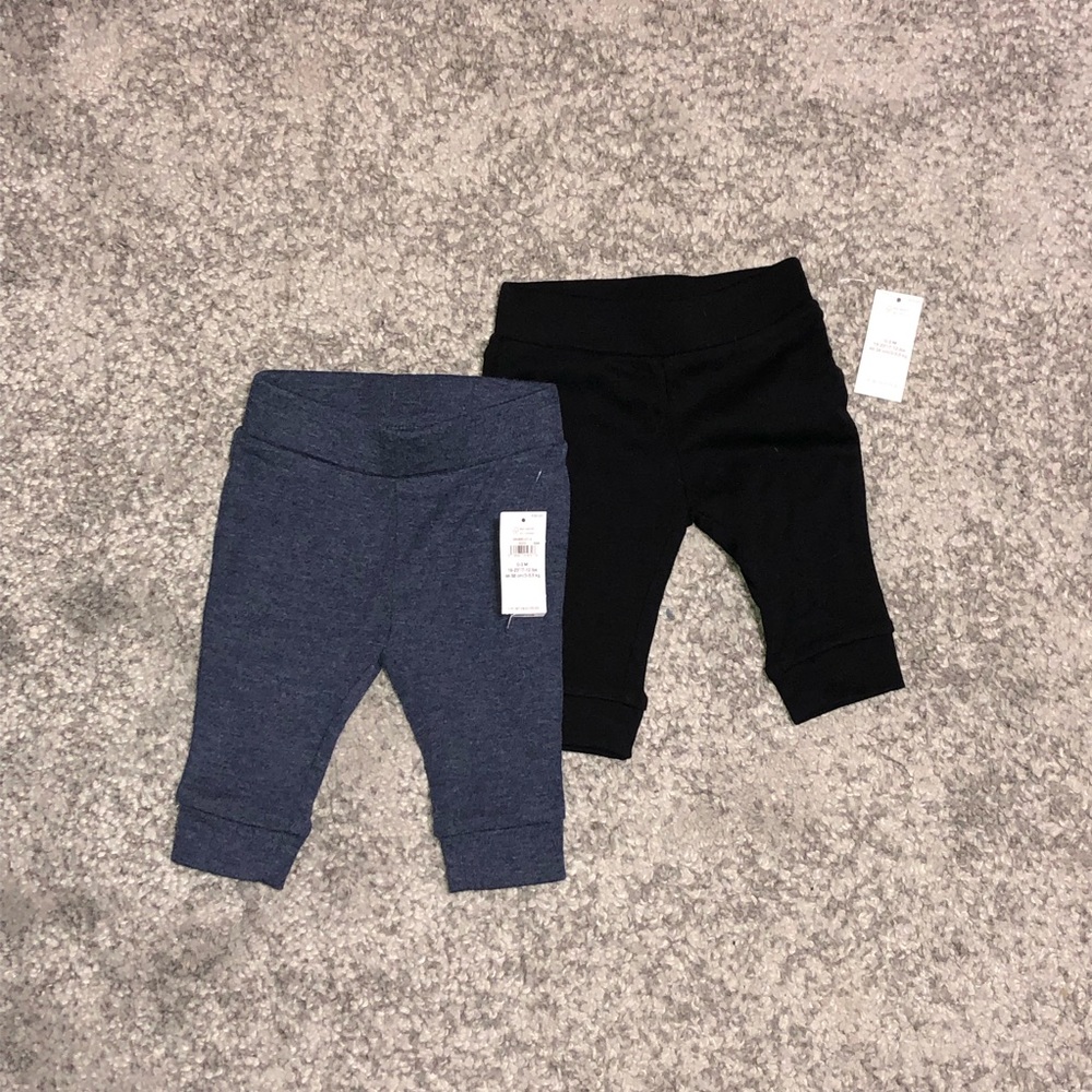 Brand New w/tags infant boys 2 piece pants 0-3 months black & navy blue